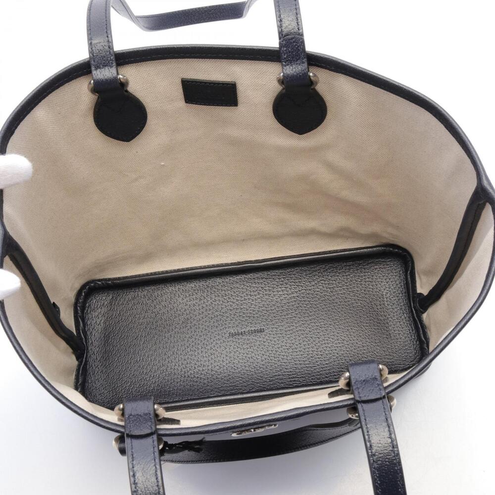 Gucci Ophidia GG Supreme Tote Bag Canvas Leather Navy Blue Beige - Picture 3 of 4